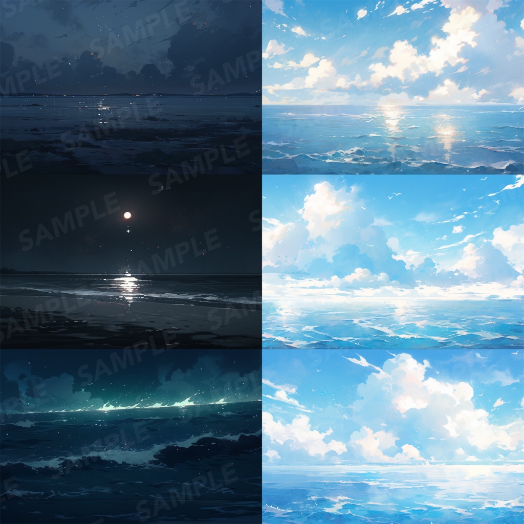 【背景素材】海 海辺 海岸 海面 水面 波 砂浜 ビーチ 湖 スパークル 世界観 90枚【画集】【コンセプトアート】