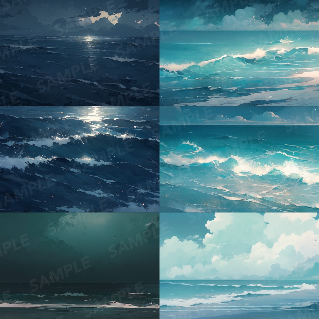 【背景素材】海 海辺 海岸 海面 水面 波 砂浜 ビーチ 湖 スパークル 世界観 90枚【画集】【コンセプトアート】