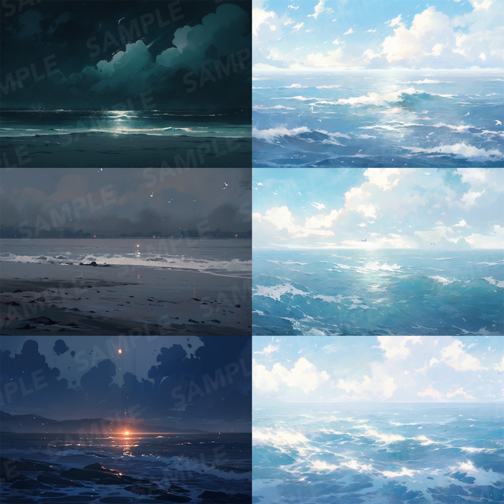 【背景素材】海 海辺 海岸 海面 水面 波 砂浜 ビーチ 湖 スパークル 世界観 90枚【画集】【コンセプトアート】