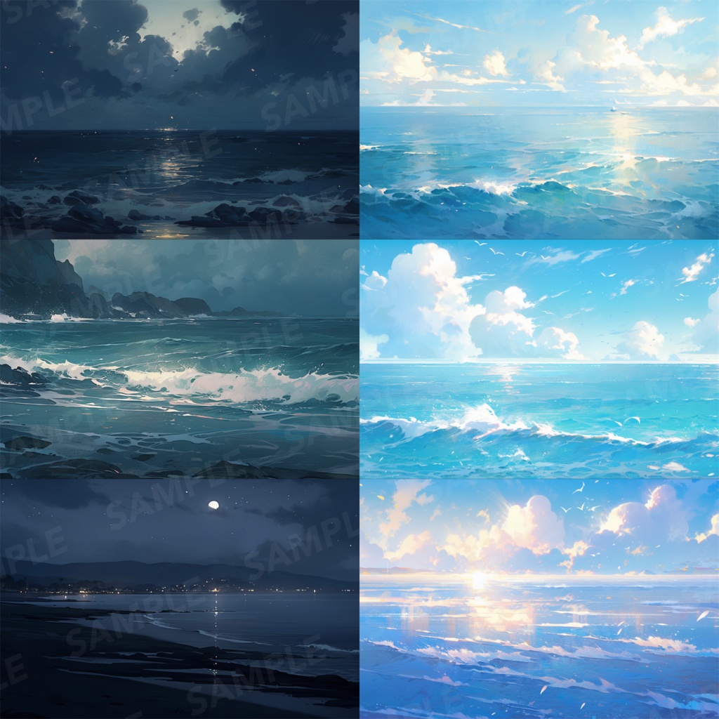 【背景素材】海 海辺 海岸 海面 水面 波 砂浜 ビーチ 湖 スパークル 世界観 90枚【画集】【コンセプトアート】