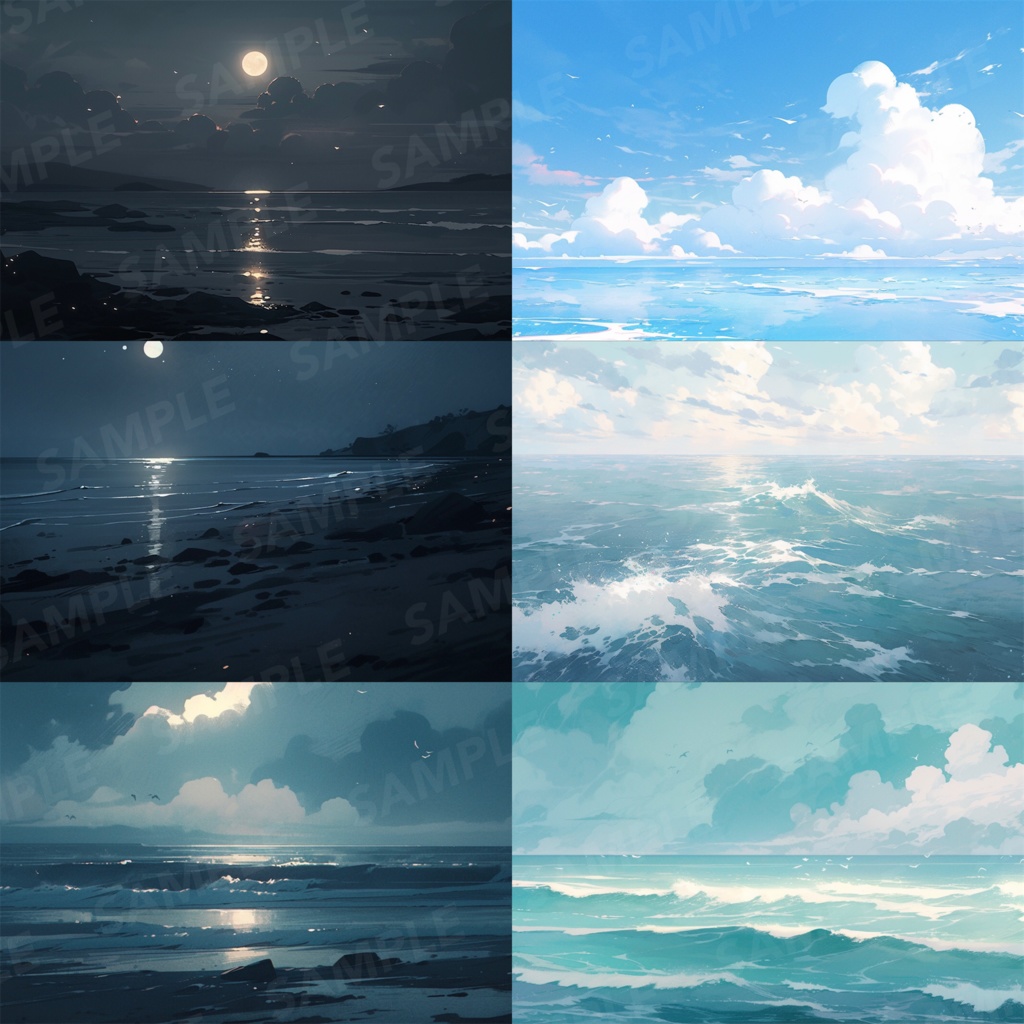 【背景素材】海 海辺 海岸 海面 水面 波 砂浜 ビーチ 湖 スパークル 世界観 90枚【画集】【コンセプトアート】