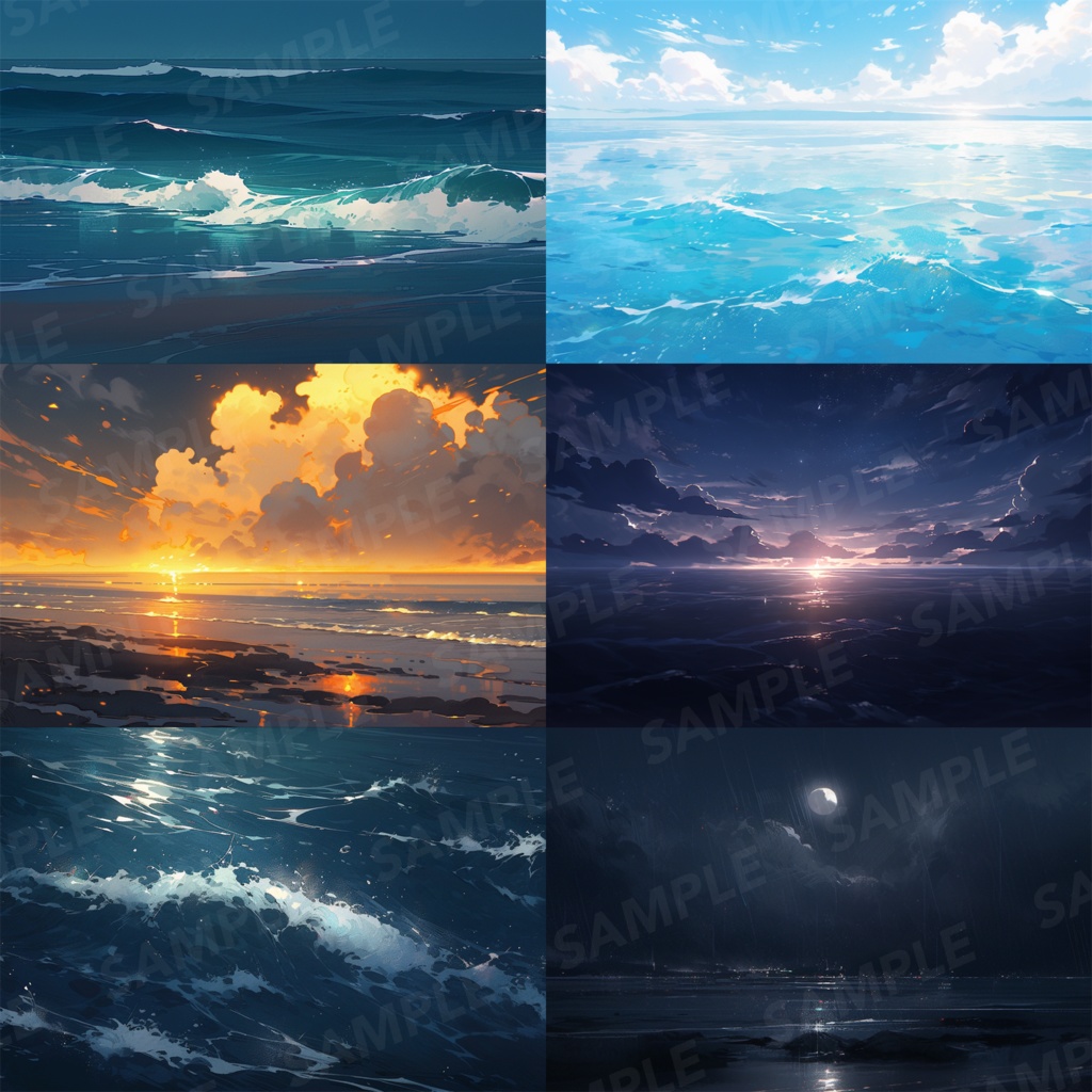 【背景素材】海 海辺 海岸 海面 水面 波 砂浜 ビーチ 湖 スパークル 世界観 90枚【画集】【コンセプトアート】