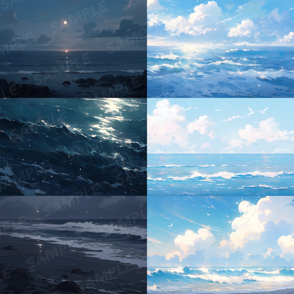 【背景素材】海 海辺 海岸 海面 水面 波 砂浜 ビーチ 湖 スパークル 世界観 90枚【画集】【コンセプトアート】