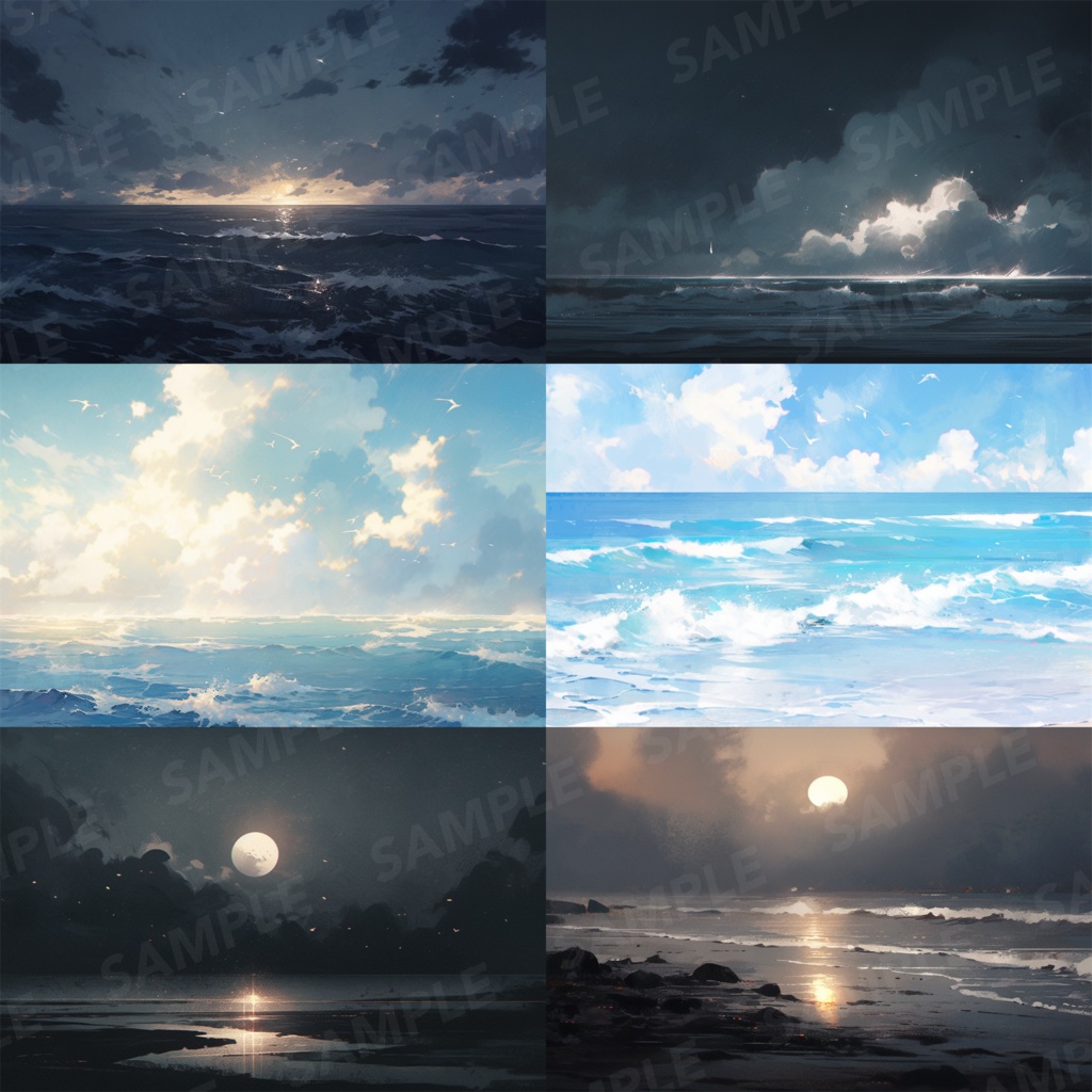 【背景素材】海 海辺 海岸 海面 水面 波 砂浜 ビーチ 湖 スパークル 世界観 90枚【画集】【コンセプトアート】