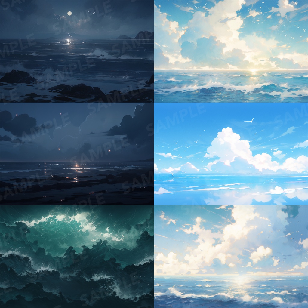 【背景素材】海 海辺 海岸 海面 水面 波 砂浜 ビーチ 湖 スパークル 世界観 90枚【画集】【コンセプトアート】