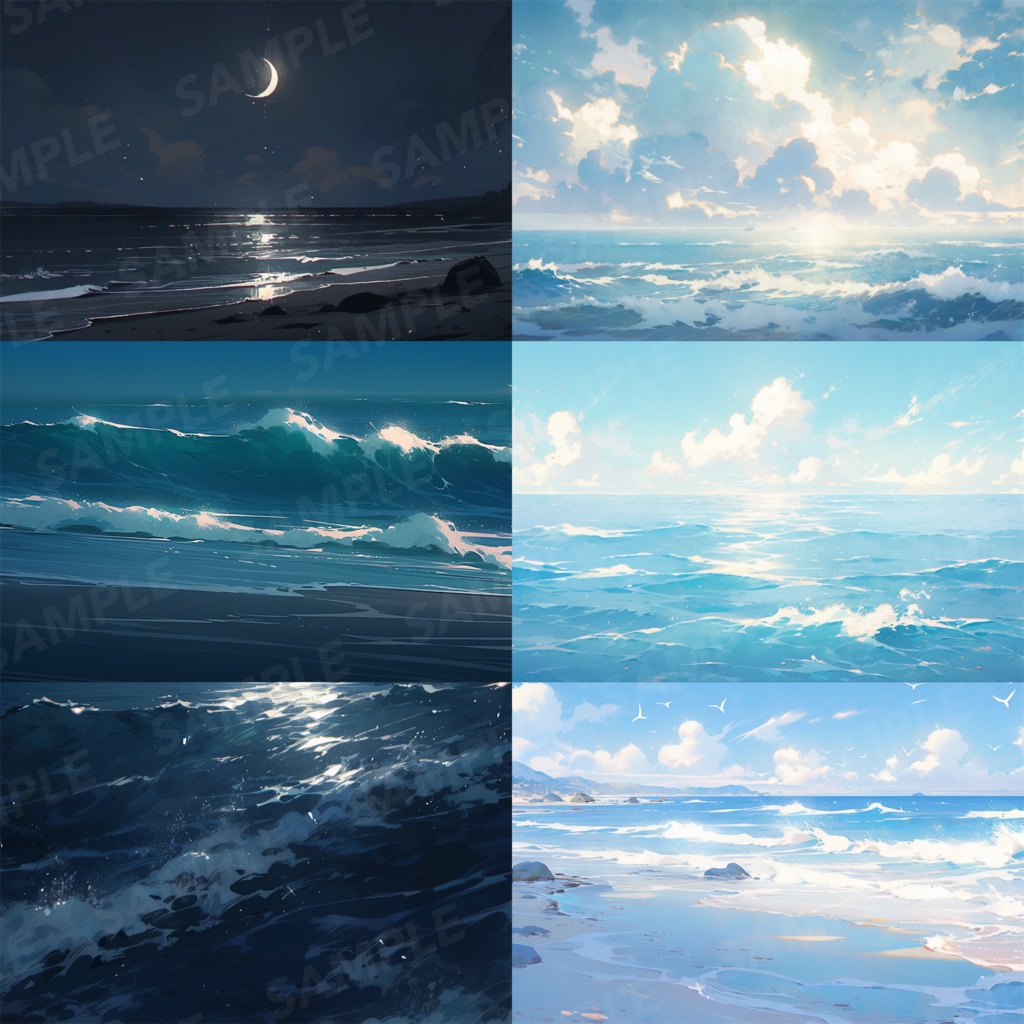 【背景素材】海 海辺 海岸 海面 水面 波 砂浜 ビーチ 湖 スパークル 世界観 90枚【画集】【コンセプトアート】