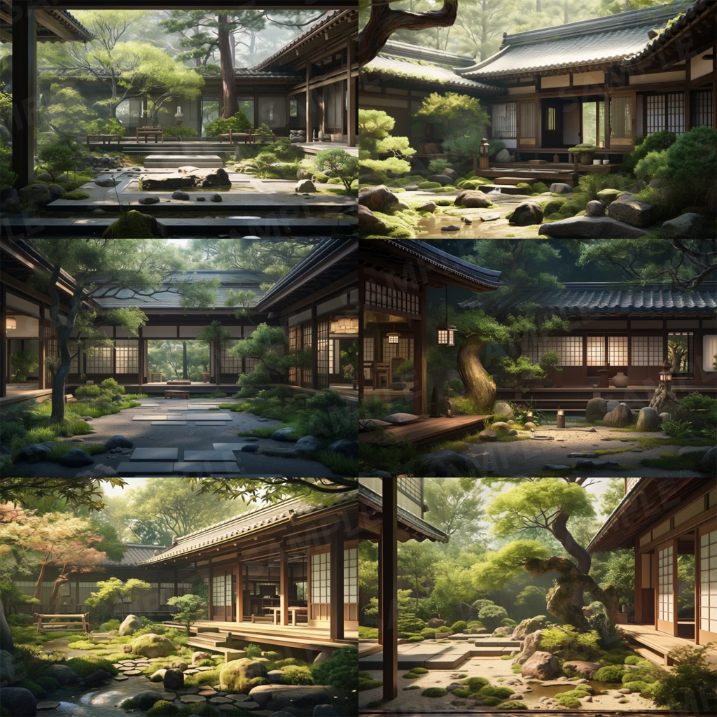 【背景素材】和風庭園 日本庭園 庭 庭園 屋敷 縁側 家 日本建築 枯山水 和モダン 和風 世界観 30枚【画集】【コンセプトアート】