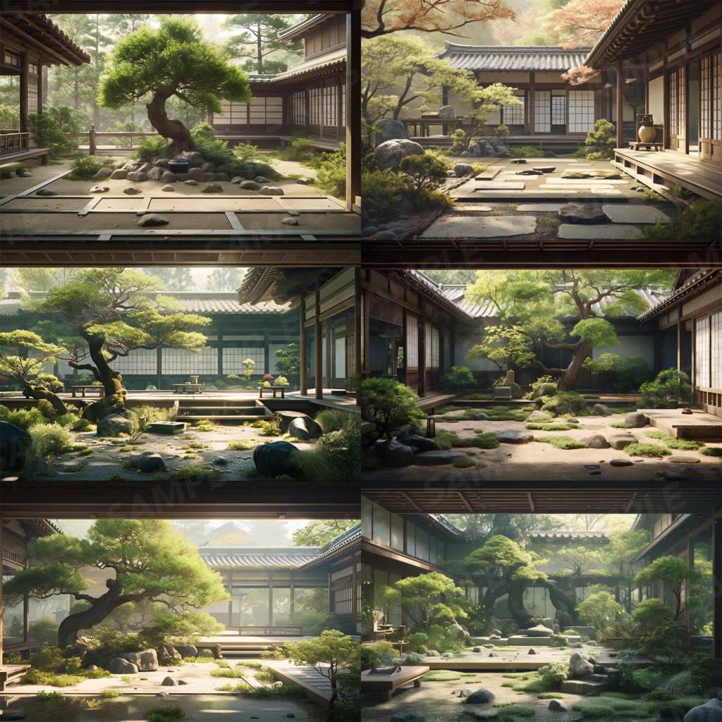 【背景素材】和風庭園 日本庭園 庭 庭園 屋敷 縁側 家 日本建築 枯山水 和モダン 和風 世界観 30枚【画集】【コンセプトアート】