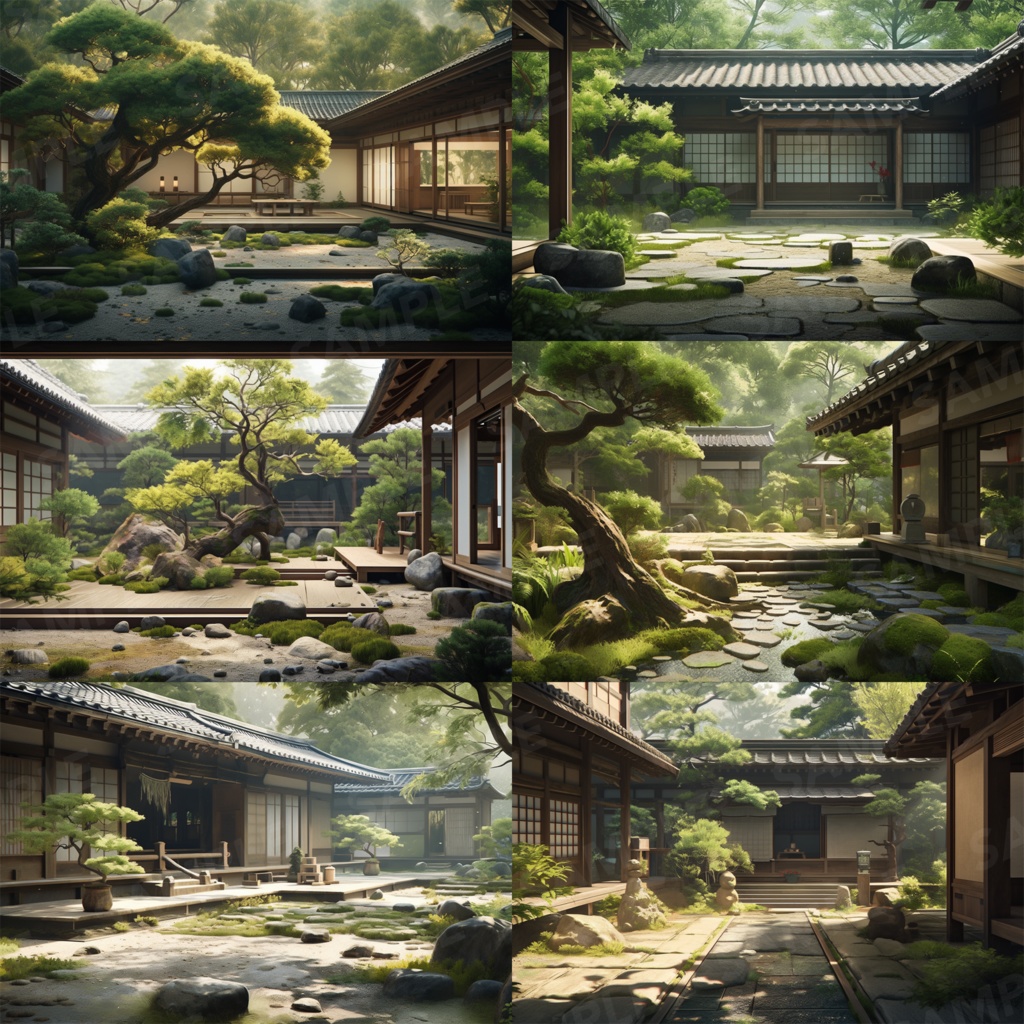 【背景素材】和風庭園 日本庭園 庭 庭園 屋敷 縁側 家 日本建築 枯山水 和モダン 和風 世界観 30枚【画集】【コンセプトアート】