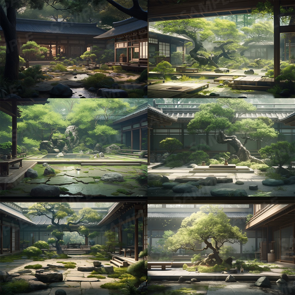 【背景素材】和風庭園 日本庭園 庭 庭園 屋敷 縁側 家 日本建築 枯山水 和モダン 和風 世界観 30枚【画集】【コンセプトアート】