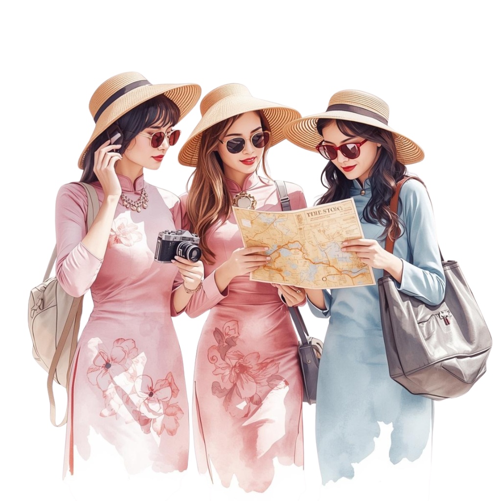 ベトナム・ホーチミン女子旅シリーズ クリップアート 全20種(PNG/背景透過)