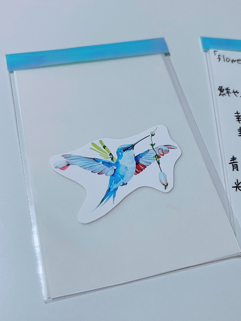 花鳥ステッカー 『鮮やかな花の翼を持つハチドリ』