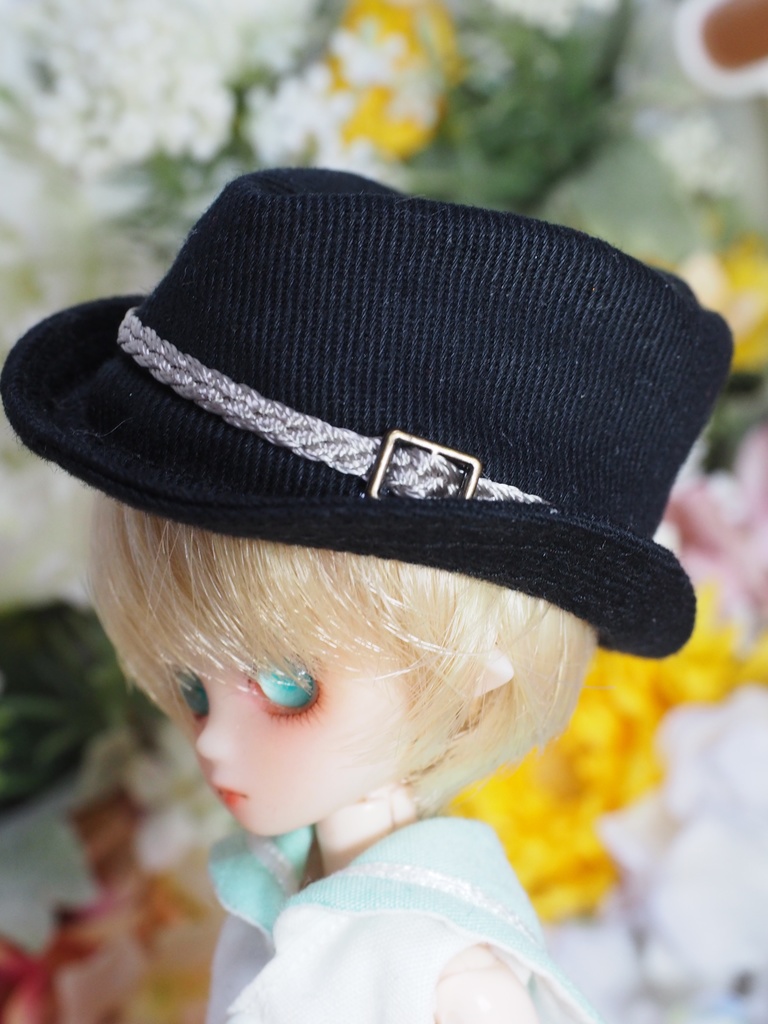 オビツ11 4インチヘッド対応 中折れ帽子 黒