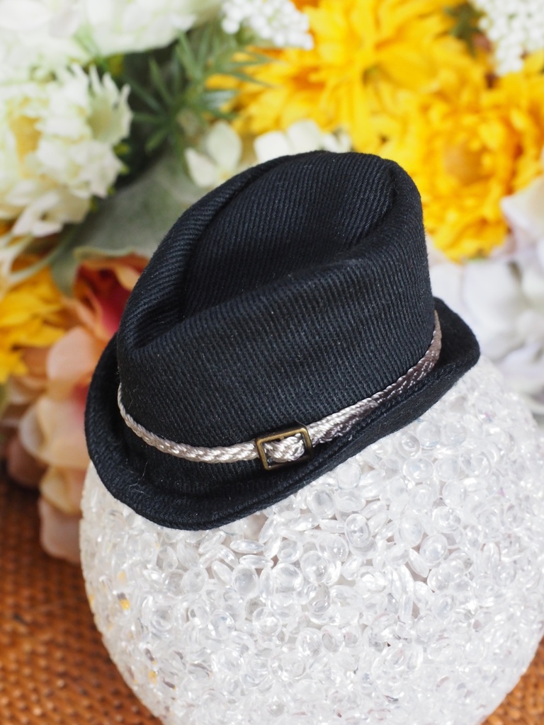 オビツ11 4インチヘッド対応 中折れ帽子 黒