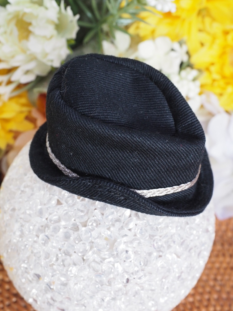 オビツ11 4インチヘッド対応 中折れ帽子 黒