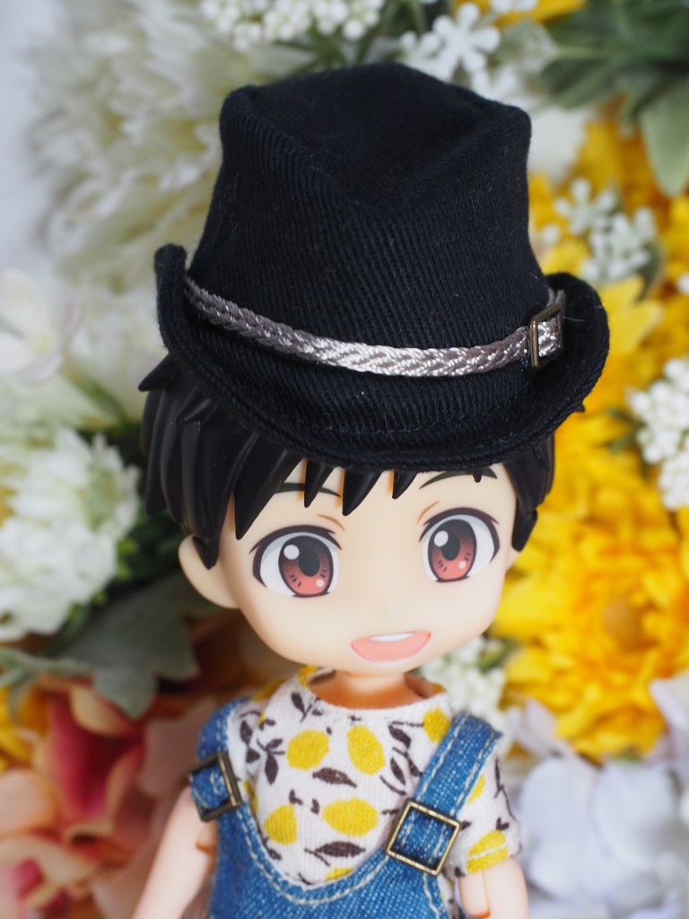 オビツ11 4インチヘッド対応 中折れ帽子 黒