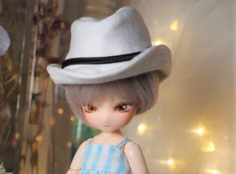 オビツ11 4インチ対応 中折れ帽子 ホワイト