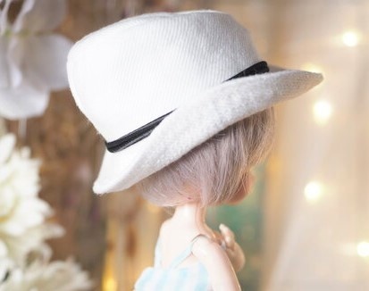 オビツ11 4インチ対応 中折れ帽子 ホワイト