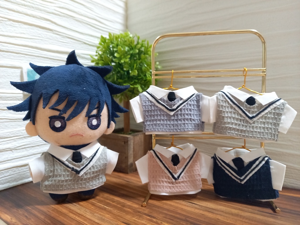 ネクタイ付シャツ Vネックワッフルベスト