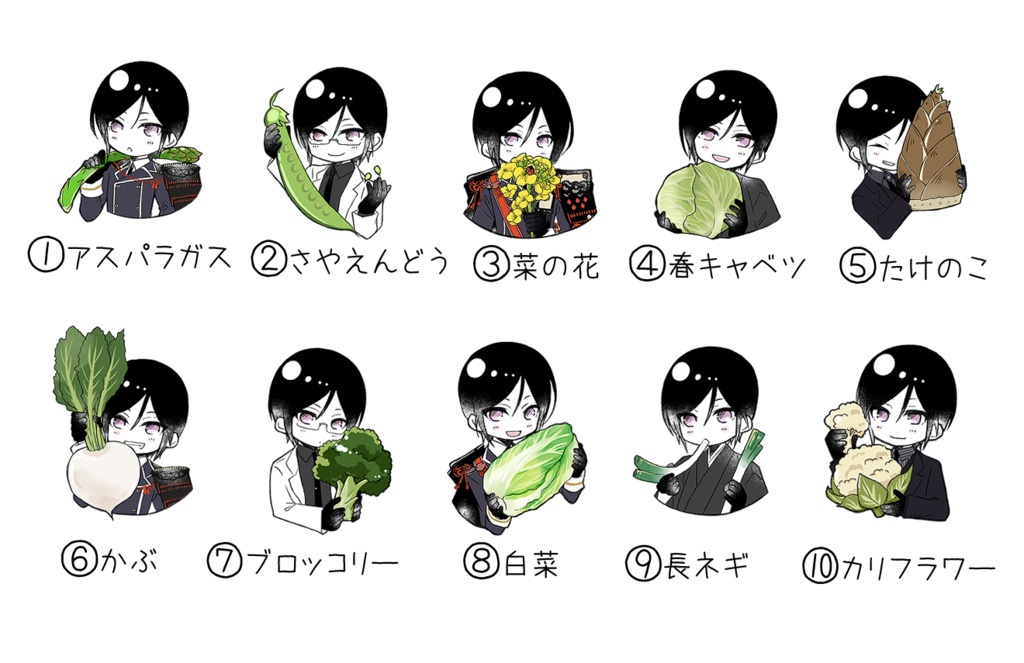 薬研さんとお野菜シリーズ【アクリルチャームストラップ】