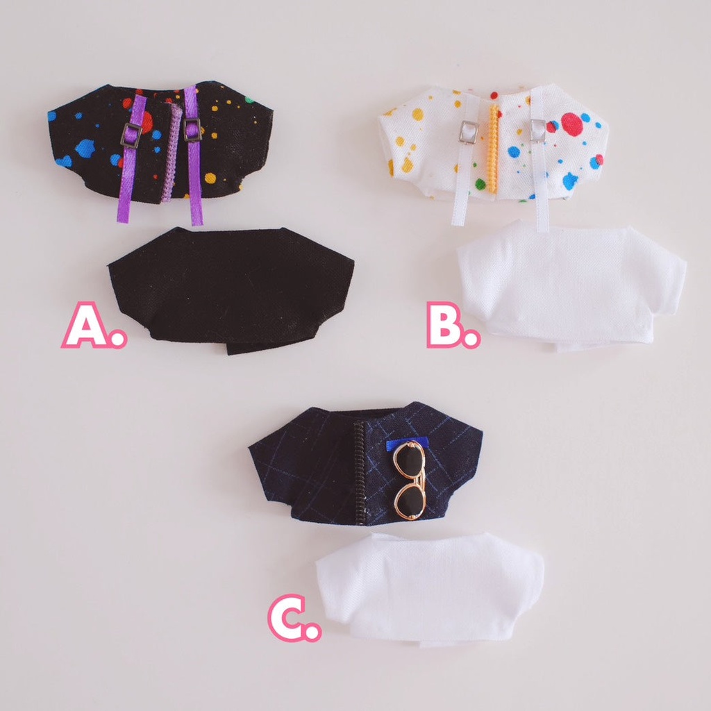 【10cmぬい服】ストリート風 ジッパージャケット&Tシャツセット(全3種)