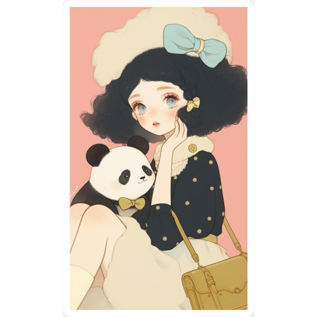 女の子とパンダちゃんステッカー