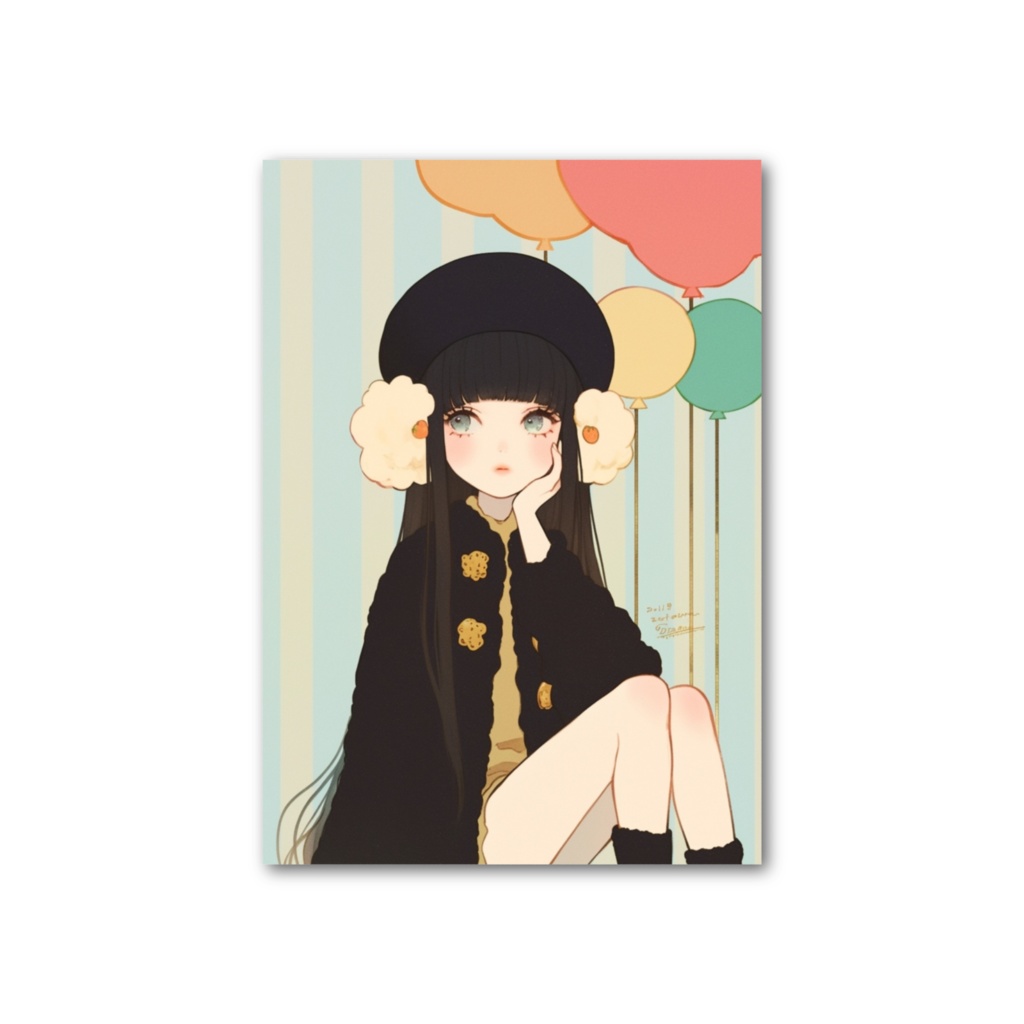 レトロな女の子フォトカード