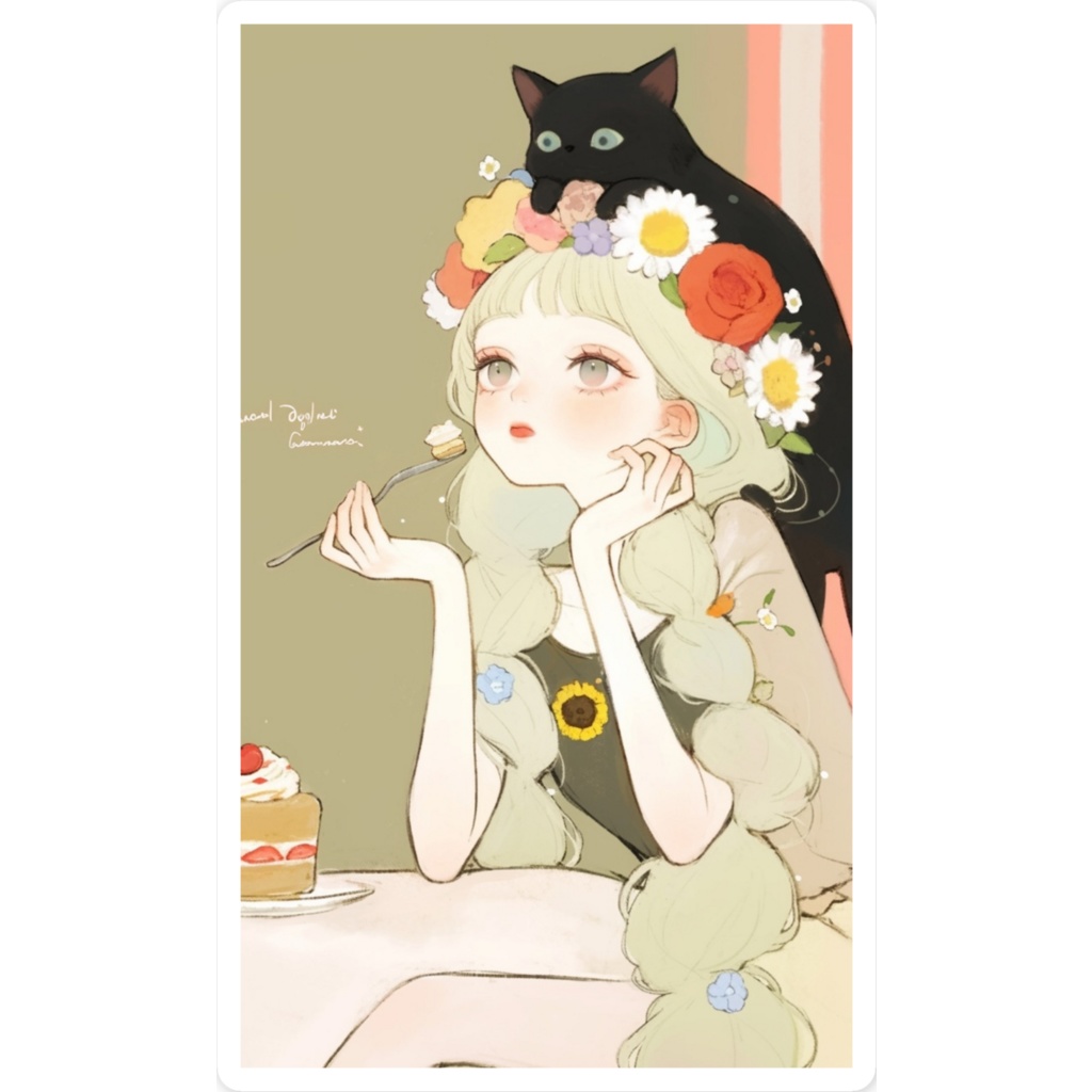 猫ちゃんとレトロな女の子