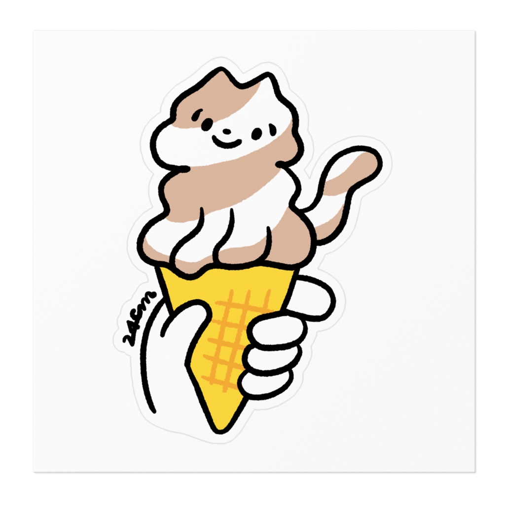 ソフトクリーム猫 ステッカー