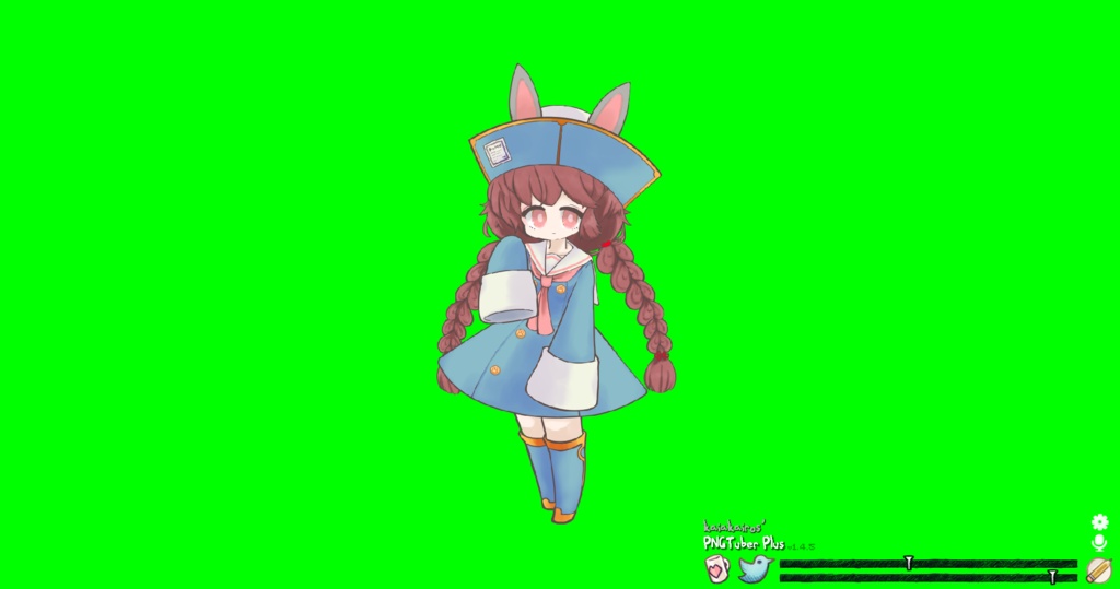 【PNGtuber+用】 うさ耳チャイナ風女の子(汎用) 【立ち絵、4枚絵使用系Vtuberツール対応画像・同梱版】