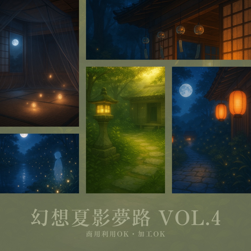 幻想夏影夢路 - ファンタジー背景素材 Vol.4（5枚入り）