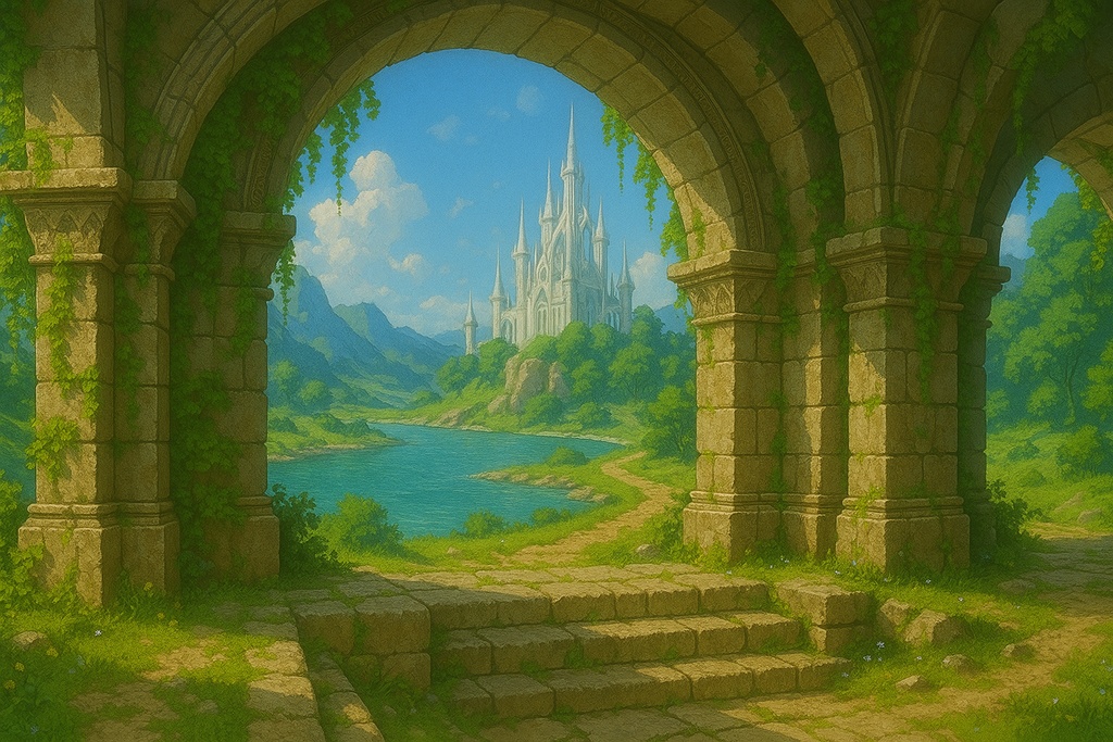 夏の古城 - ファンタジー背景素材 Vol.6(10枚入り)+おまけ(動く背景)