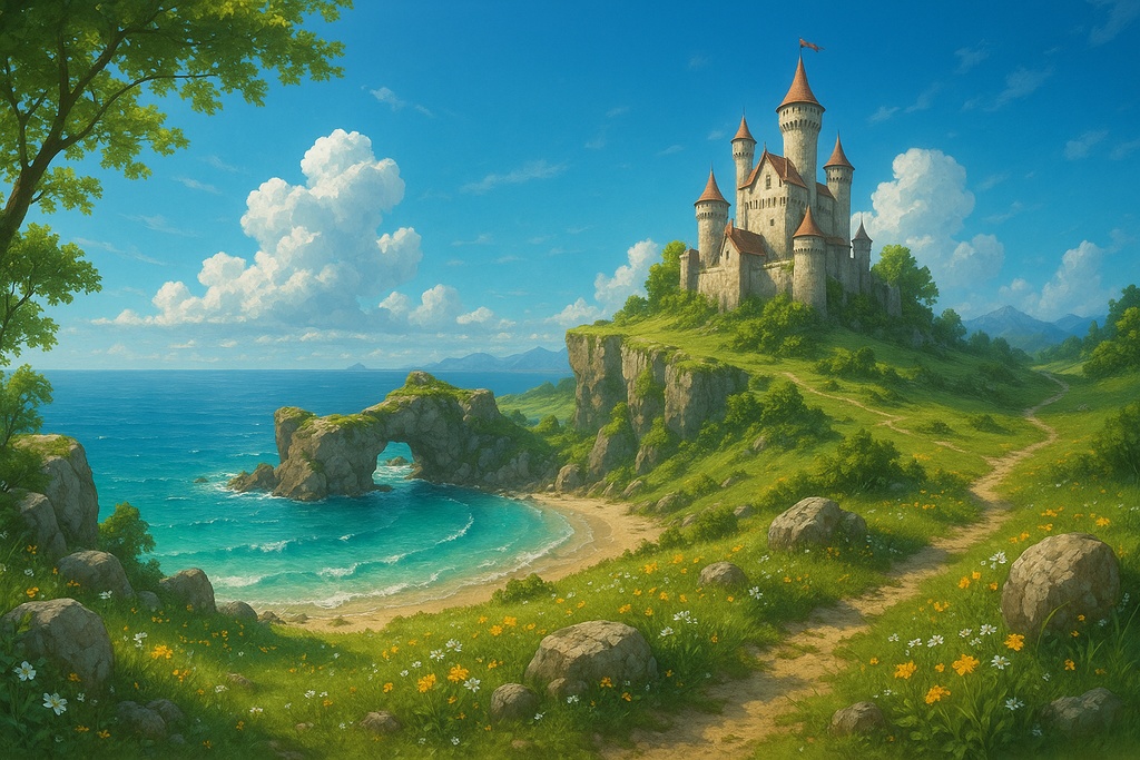 夏の古城 - ファンタジー背景素材 Vol.6（10枚入り）＋おまけ（動く背景）