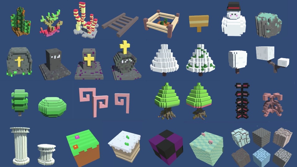 【Unity用】ボクセル20x20x20パックVol1(ボクセルモデル68個)