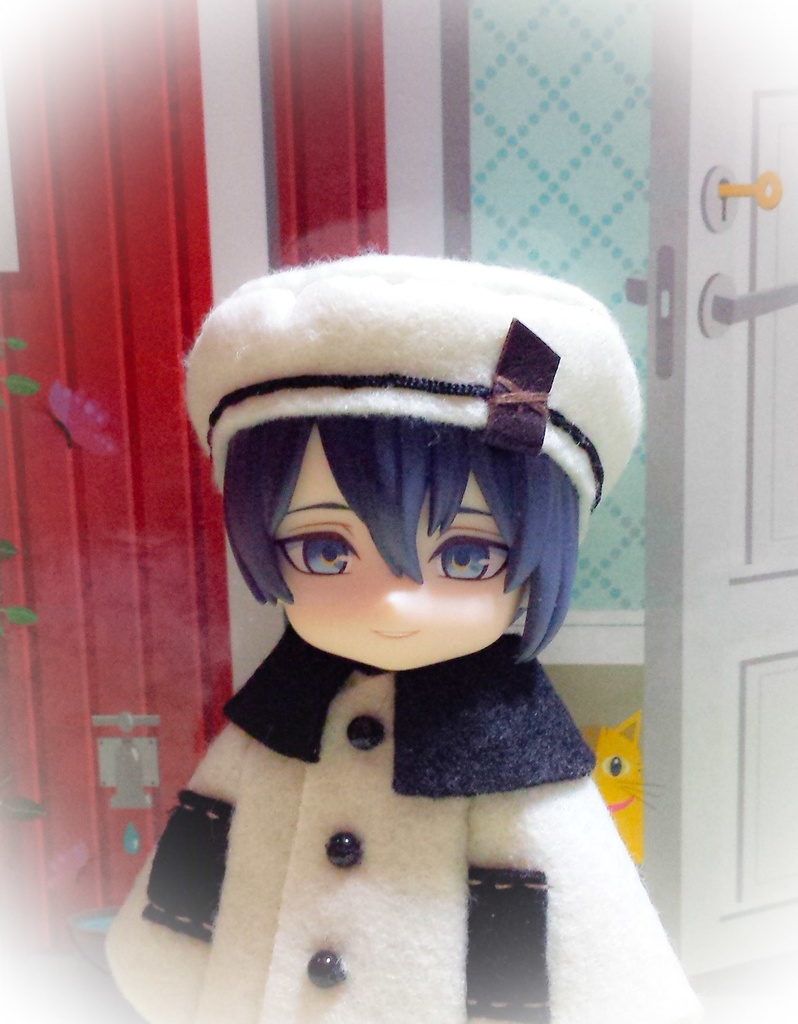 レザーポイントのアイボリーベレー帽 ねんどろいど頭サイズ