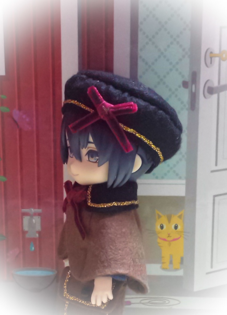 ［受注制作］ねんどろ頭サイズ 金ラインのビターチョコベレー帽