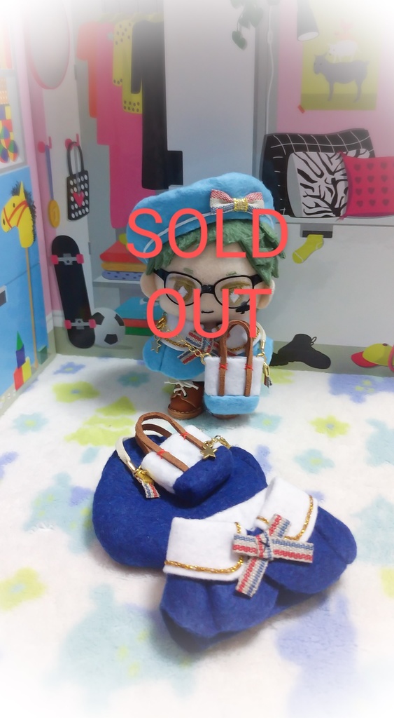 受注制作【10cmぬいケープセット⚓】アンティーク風マリンリボンのケープセット(ネイビー)