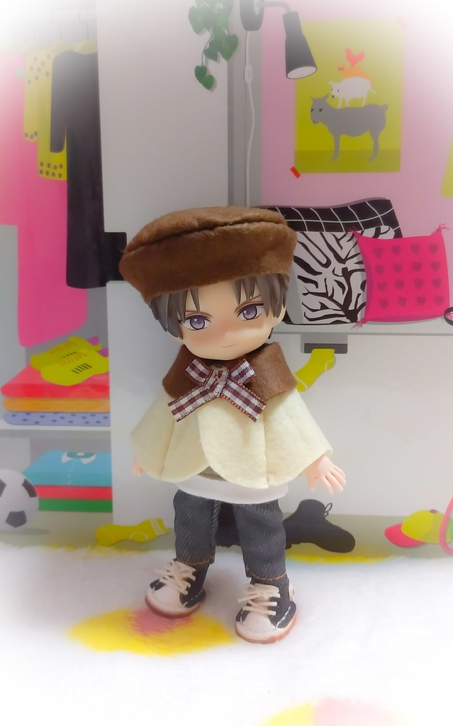 ［受注制作］ごきげんキノコのショートケープセット(シイタケ) オビツろいど ねんどろいどどーる 等に