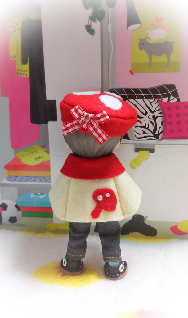 ［受注制作］ごきげんキノコ🍄のショートケープセット(ベニテングタケ) オビツろいど ねんどろいどどーる 等に