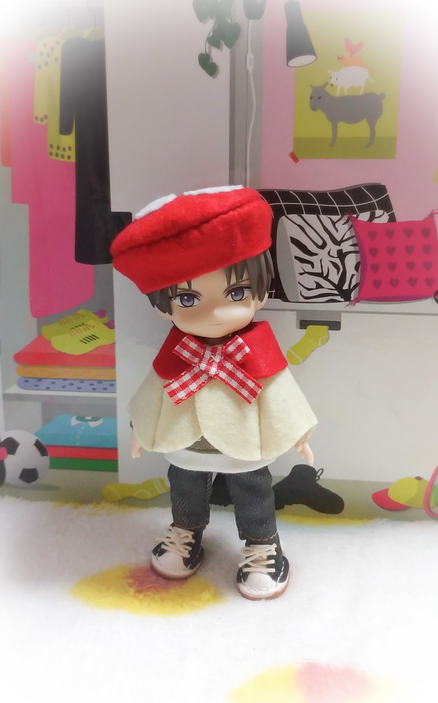 ［受注制作］ごきげんキノコ🍄のショートケープセット(ベニテングタケ) オビツろいど ねんどろいどどーる 等に