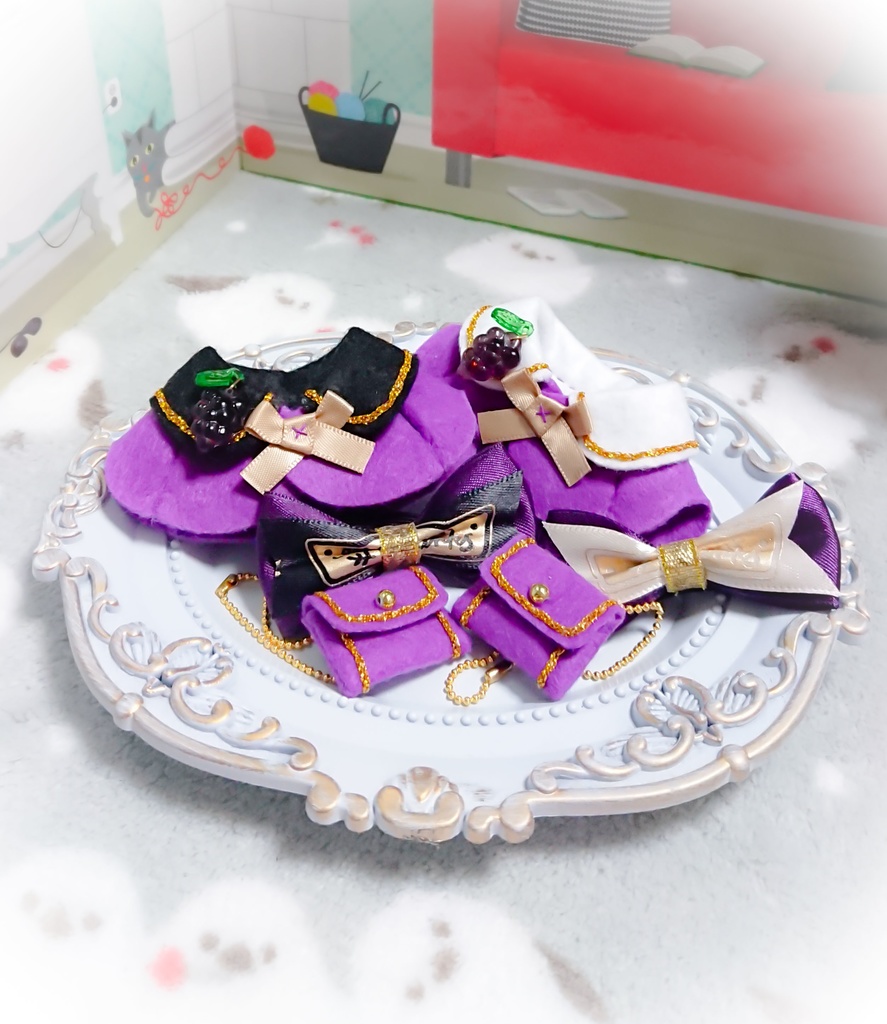 【ボジョレーを楽しむ葡萄色ケープセット】10cmぬいちゃん 等に