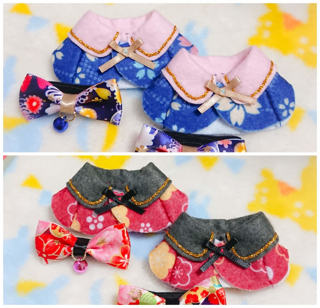 【桜と梅の和柄ケープセット🌸🌼】10cmぬいちゃん 等に