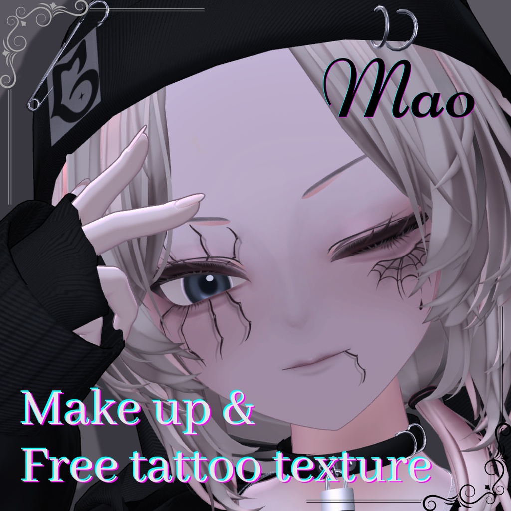 【タトゥーテクスチャー無料】Dawner make up& eye & tattoo texture【真央専用】