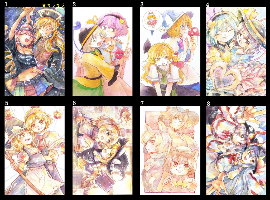 東方ハガキサイズ原画 (複数キャラ)