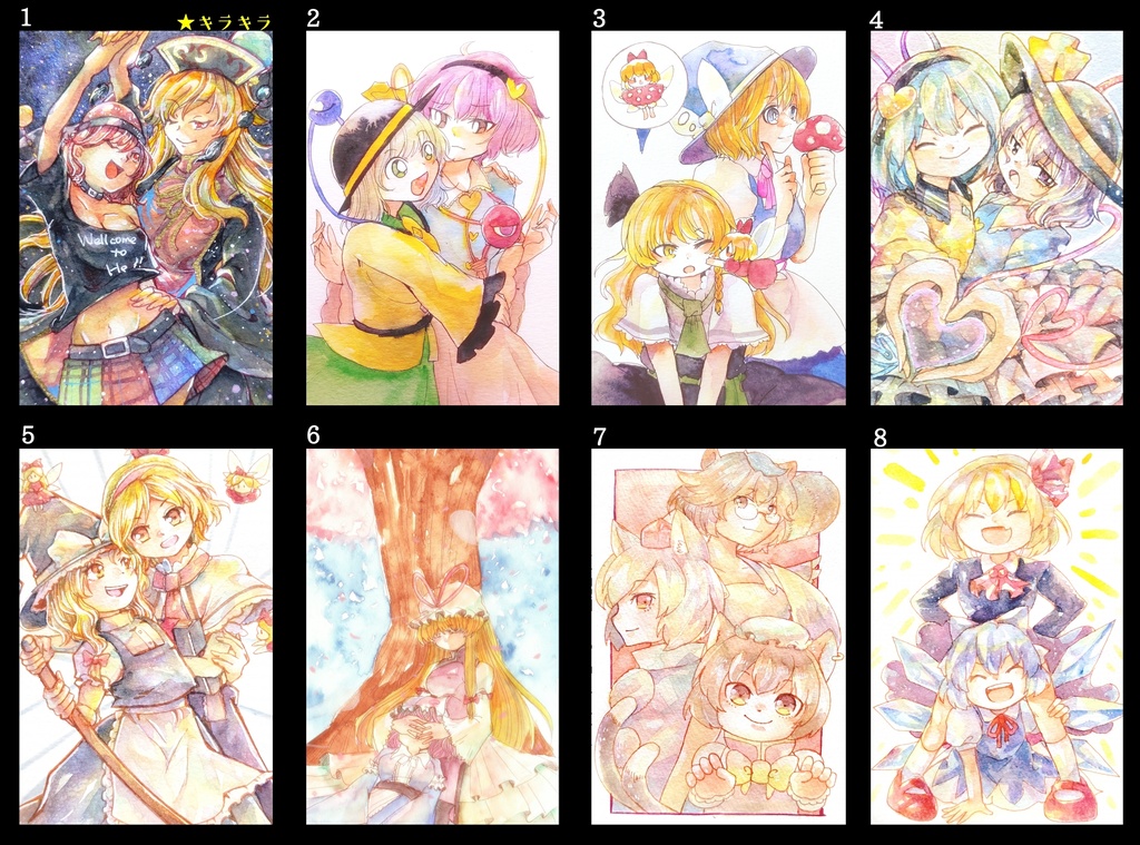 東方ハガキサイズ原画 (複数キャラ)