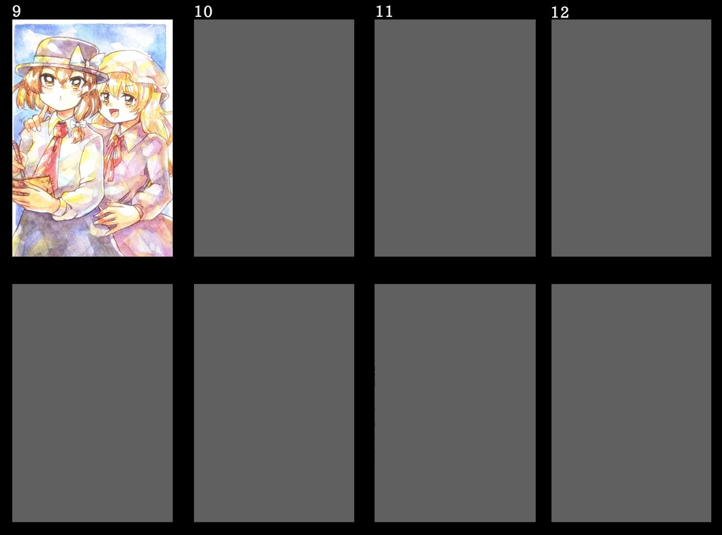 東方ハガキサイズ原画 (複数キャラ)