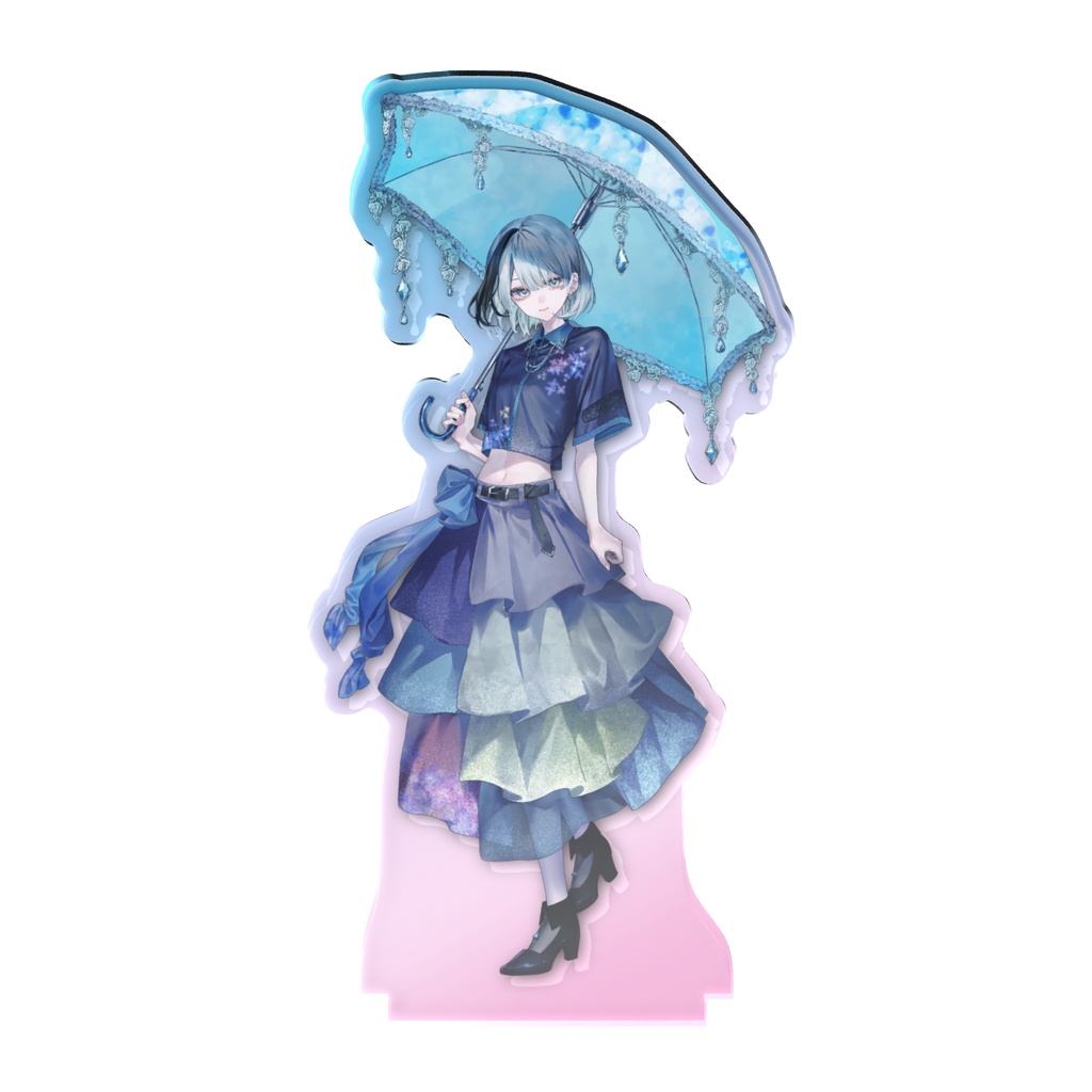 【常設】紫陽花・収益化1周年記念 ナノ紫陽花イラストオーロラアクリルスタンド高さ10cm