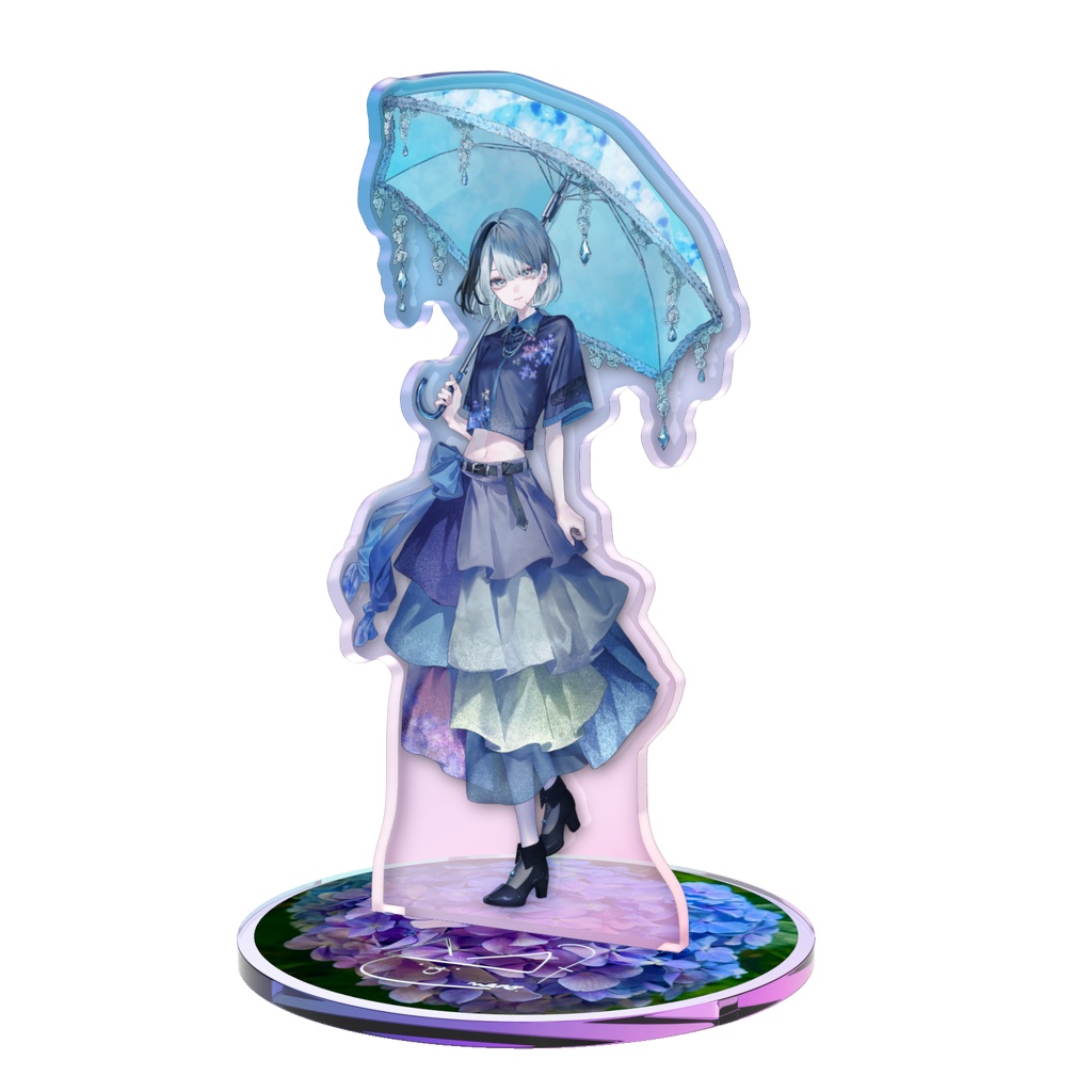 【常設】紫陽花・収益化1周年記念 ナノ紫陽花イラストオーロラアクリルスタンド高さ10cm