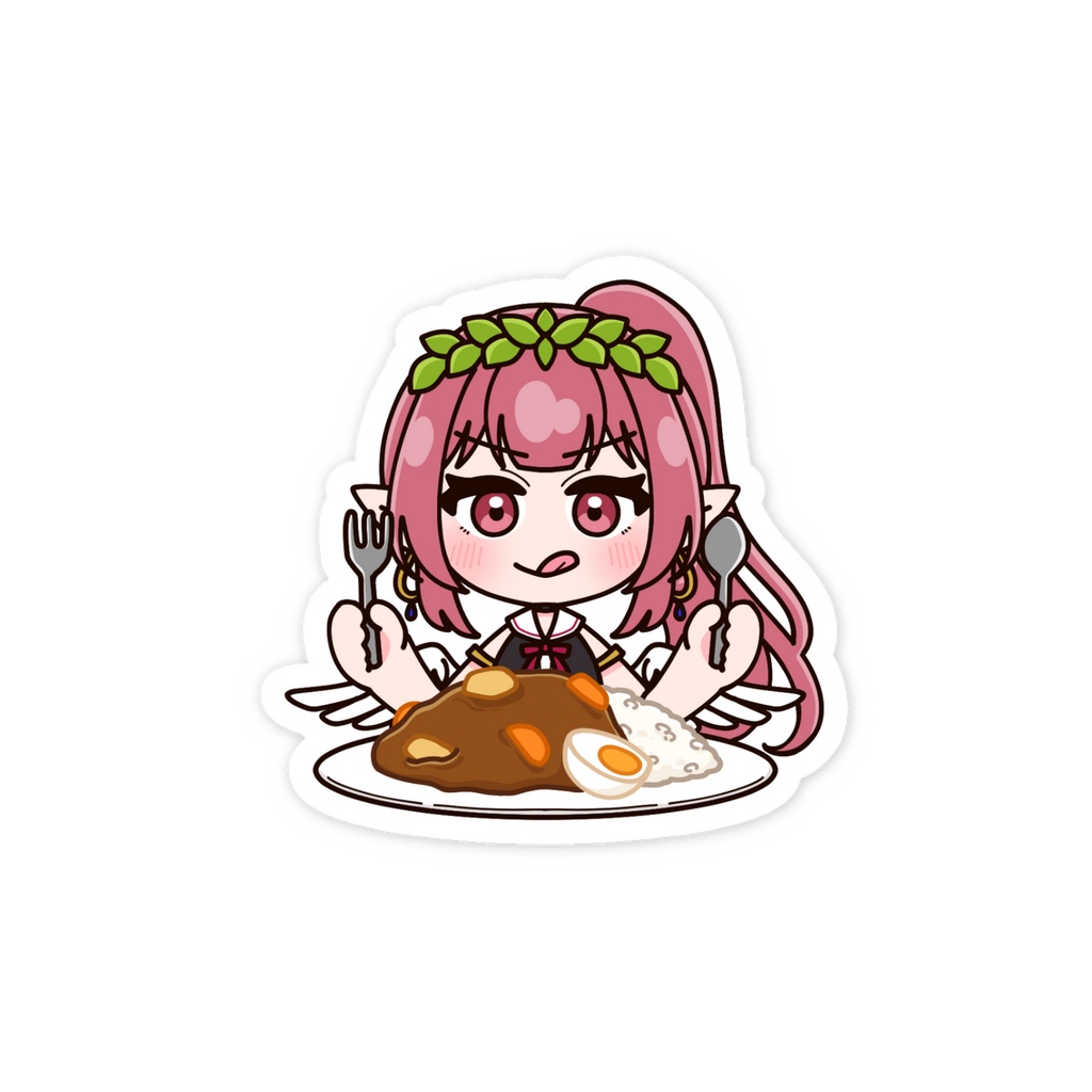 カレーを食べるエルフのステッカー