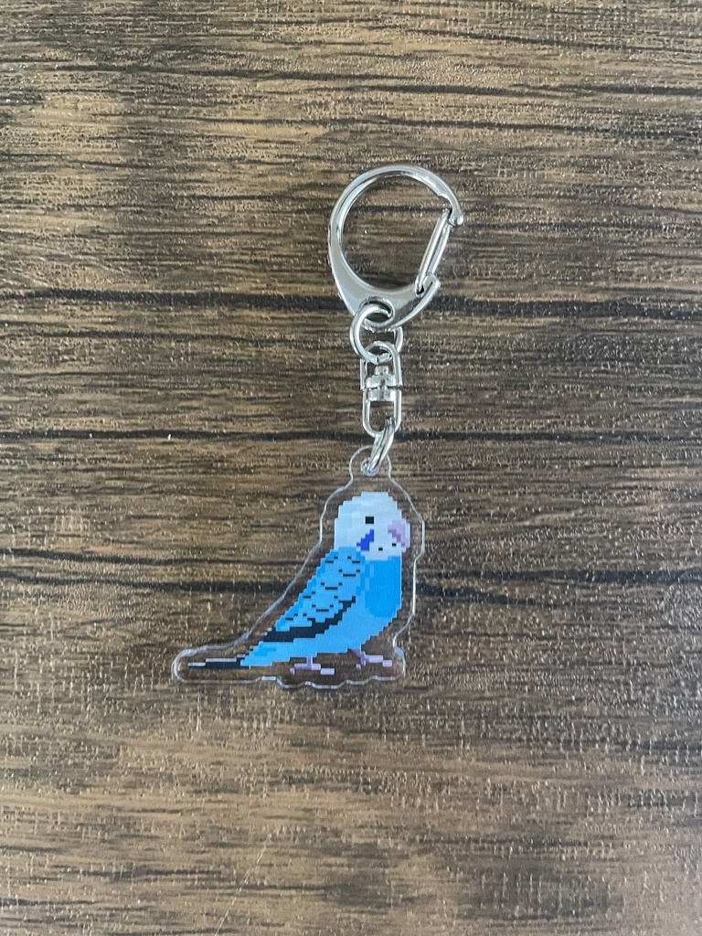 ドット絵セキセイインコのキーホルダー